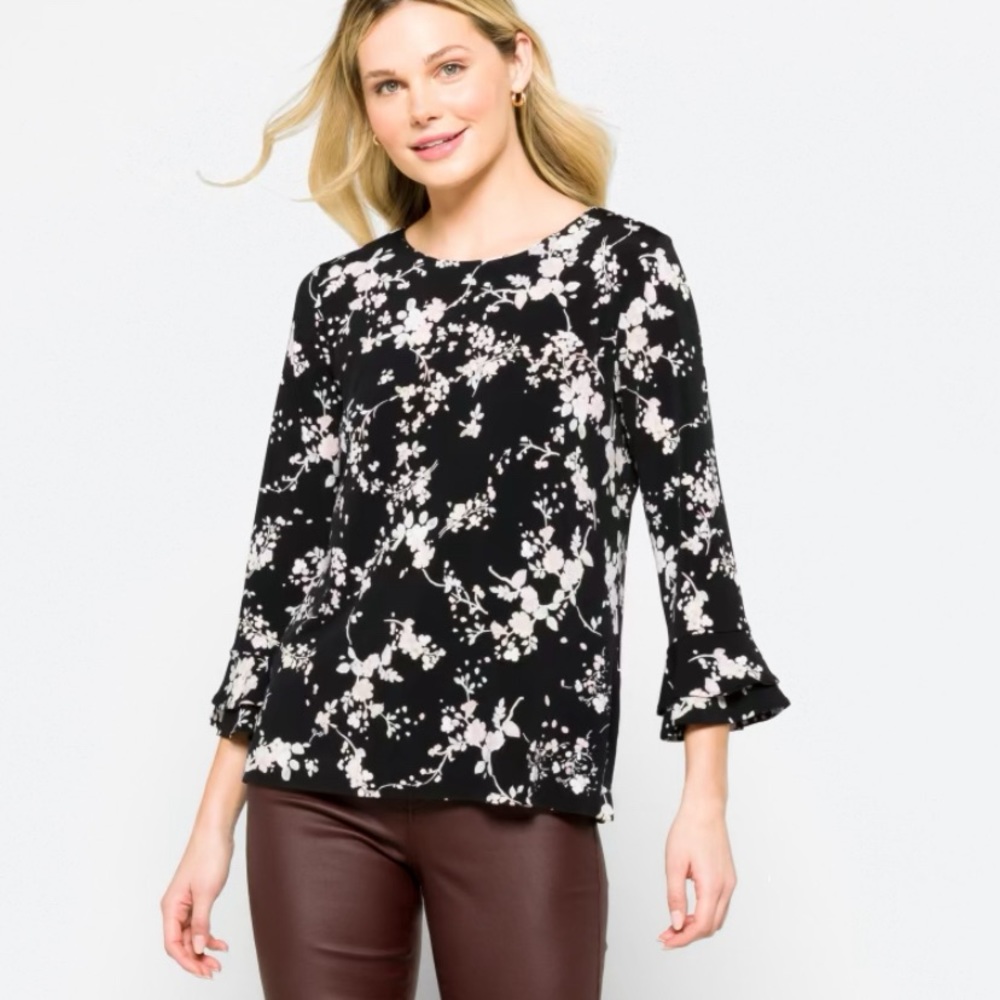 Karl Lagerfeld Yassie trumpet sleeve knit top